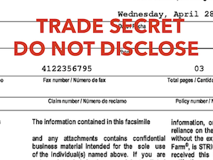 File marked "trade secret," regarding litigation of claims by lawyers for misappropriation 