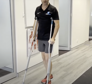 Walking on crutches after motor vehicle accident 