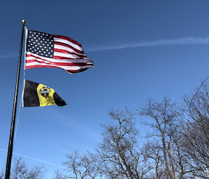 Flag in blue sky, reflecting move in the US Senate to Ban noncompete agreements