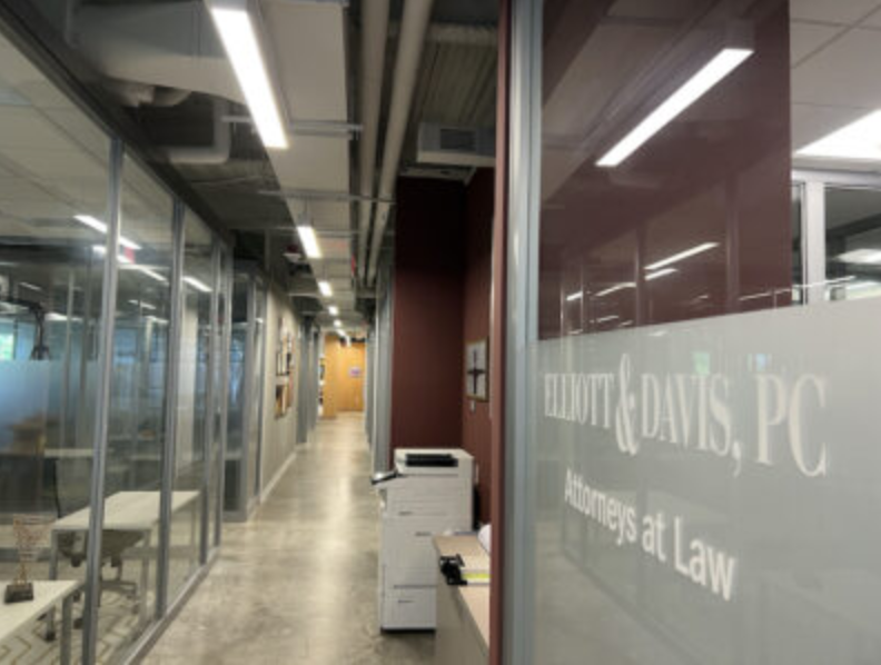 Hallway of law firm for free consultation in person by lawyer