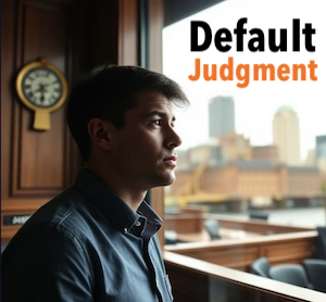 A man in a courtroom having faced a default judgment, what now? 