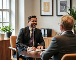 Meeting with a client in person in an office 