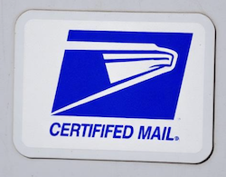 Service via certified mail and the USPS logo
