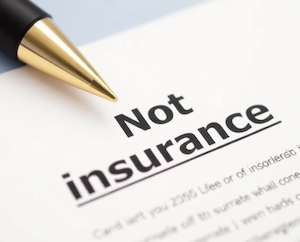 A pen over a written surety bond document titled "not insurance" 